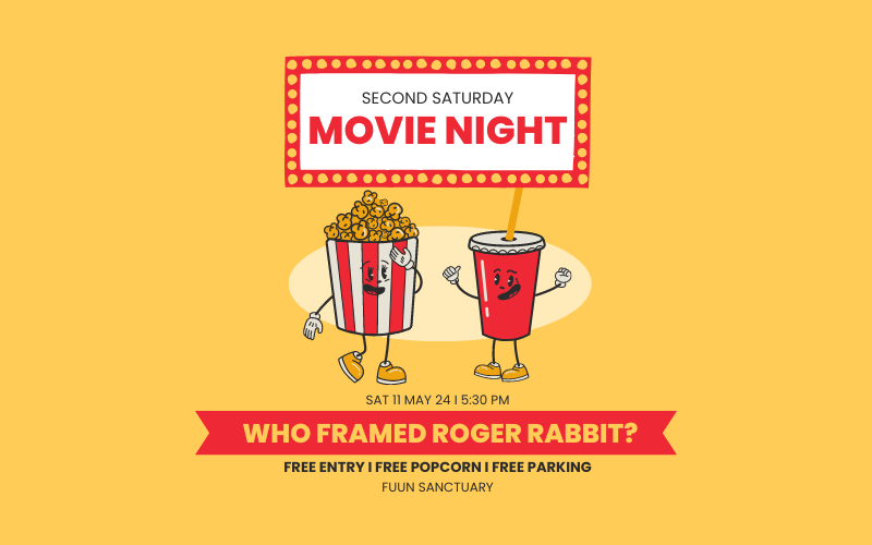 Second Saturday Movie Night. Saturday, 11 May 24. 5:30 pm. "Who Framed Roger Rabbit?" FUUN Sanctuary